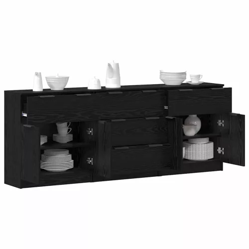Széf fiókkal 3 pcs Musta tammi 60 x 30 x 70 cm Faanyag
