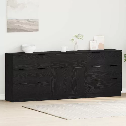 Széf fiókkal 3 pcs Musta tammi 60 x 30 x 70 cm Faanyag