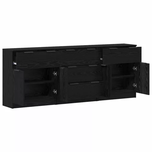 Széf fiókkal 3 pcs Musta tammi 60 x 30 x 70 cm Faanyag