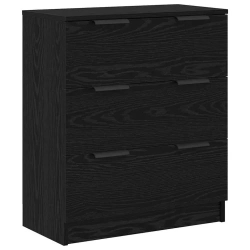 Széf fiókkal 3 pcs Musta tammi 121 x 30 x 70 cm Faanyag