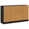 Széf fiókkal 3 pcs Musta tammi 121 x 30 x 70 cm Faanyag