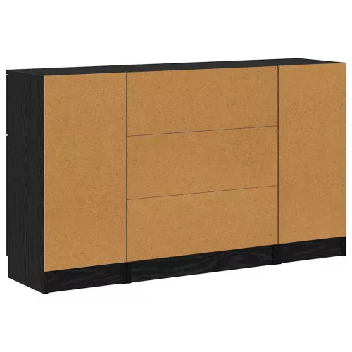 Széf fiókkal 3 pcs Musta tammi 121 x 30 x 70 cm Faanyag