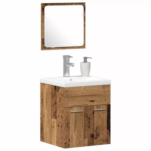 Fürdőszoba bútor szett 3 pcs Öreg fa 41 x 38.5 x 46 cm Faanyag