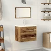 Mosdókagylós szekrény fiókkal 2 pcs Öreg fa 60 x 38.5 x 48 cm