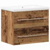Mosdókagylós szekrény fiókkal 2 pcs Öreg fa 60 x 38.5 x 48 cm