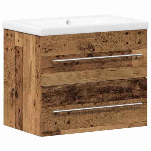 Mosdókagylós szekrény fiókkal 2 pcs Öreg fa 60 x 38.5 x 48 cm