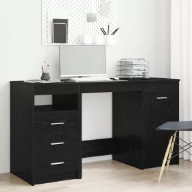Asztal fiókkal 2 pcs Musta tammi 140 x 50 x 76 cm Faanyag