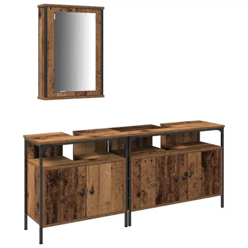 Fürdőszobai Mosdószekrények 3 pcs Barna 80 x 30 x 60 cm Faanyag