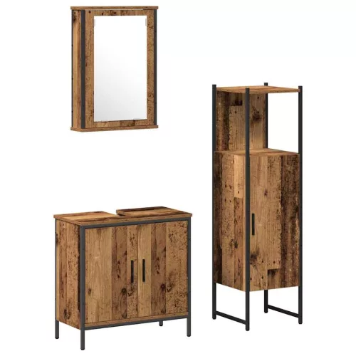Fürdőszoba bútor szett 3 pcs Barna 33 x 33 x 120.5 cm Faanyag