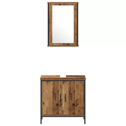 Fürdőszoba bútor szett 3 pcs Barna 33 x 33 x 120.5 cm Faanyag