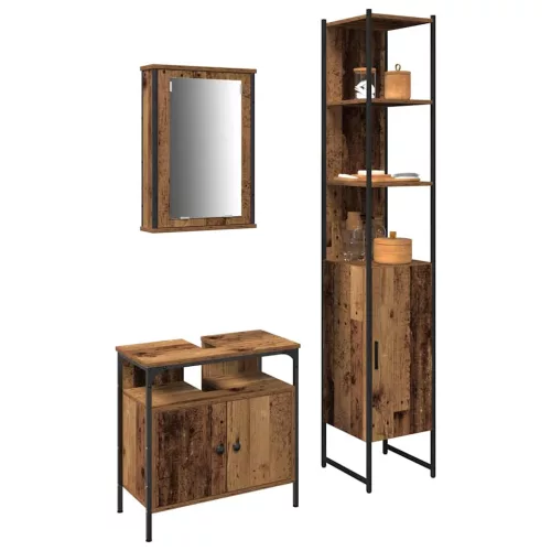 Fürdőszoba bútor szett 3 pcs Régi fa 33 x 33 x 185.5 cm Faanyag