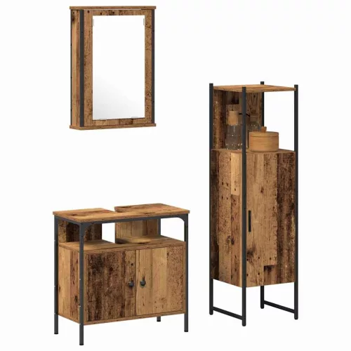 Fürdőszoba bútor szett 3 pcs Barna 33 x 33 x 120.5 cm Faanyag