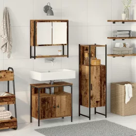   Fürdőszoba bútor szett 3 pcs Barna 33 x 33 x 120.5 cm Faanyag