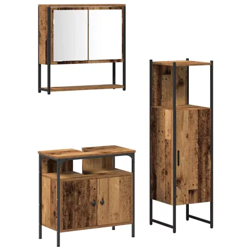 Fürdőszoba bútor szett 3 pcs Barna 33 x 33 x 120.5 cm Faanyag
