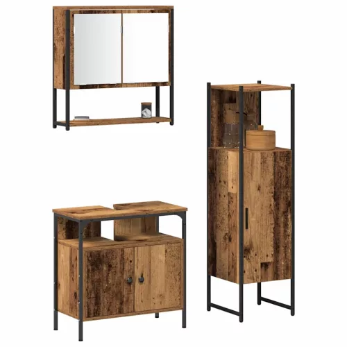 Fürdőszoba bútor szett 3 pcs Barna 33 x 33 x 120.5 cm Faanyag