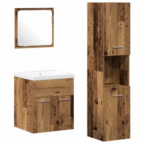 Fürdőszobai bútorkészlet 4 pcs Öreg fa 41 x 38.5 x 46 cm