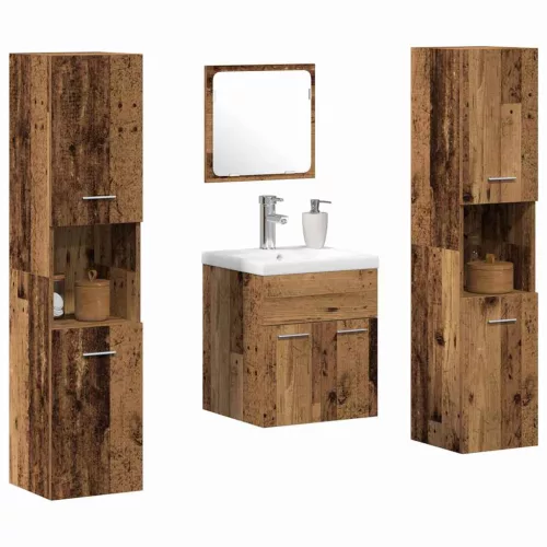 Fürdőszoba bútor szett 4 pcs Öreg fa 41 x 38.5 x 46 cm Faanyag
