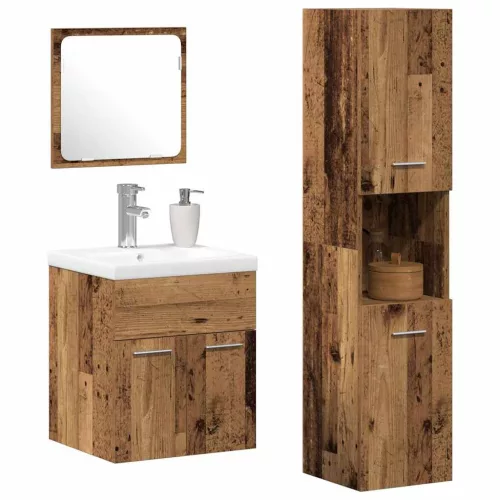 Fürdőszoba bútor szett 4 pcs Öreg fa 41 x 38.5 x 46 cm Faanyag