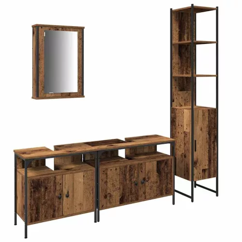Fürdőszoba bútor szett 4 pcs Régi fa 33 x 33 x 185.5 cm Faanyag