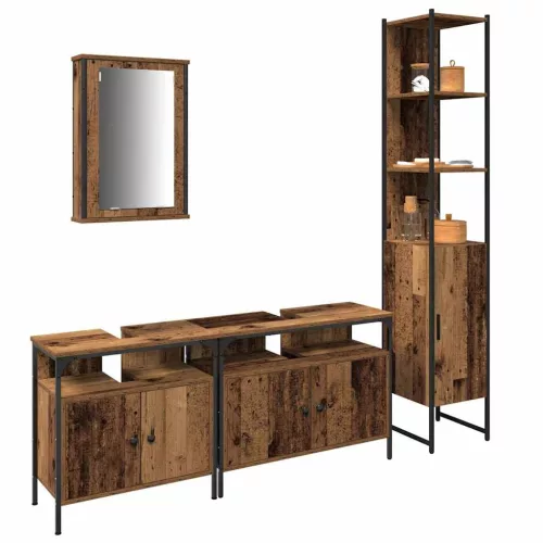 Fürdőszoba bútor szett 4 pcs Régi fa 33 x 33 x 185.5 cm Faanyag