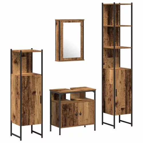 Fürdőszoba bútor szett 4 pcs Régi fa 33 x 33 x 185.5 cm Faanyag