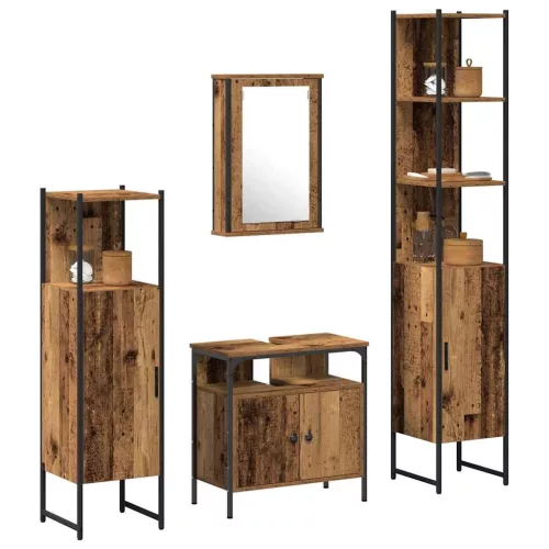 Fürdőszoba bútor szett 4 pcs Régi fa 33 x 33 x 185.5 cm Faanyag