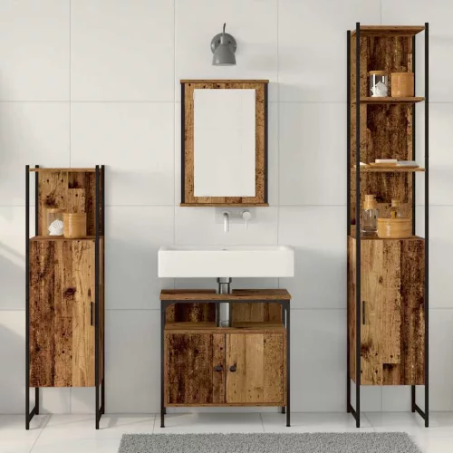 Fürdőszoba bútor szett 4 pcs Régi fa 33 x 33 x 185.5 cm Faanyag