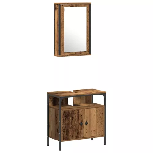 Fürdőszoba bútor szett 4 pcs Régi fa 33 x 33 x 185.5 cm Faanyag