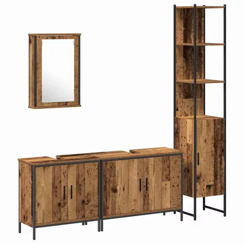 Fürdőszoba bútor szett 4 pcs Barna 33 x 33 x 185.5 cm Faanyag
