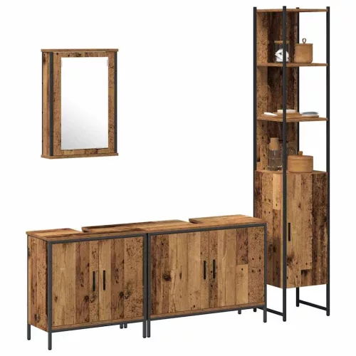 Fürdőszoba bútor szett 4 pcs Barna 33 x 33 x 185.5 cm Faanyag