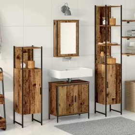   Fürdőszoba bútor szett 4 pcs Barna 33 x 33 x 185.5 cm Faanyag
