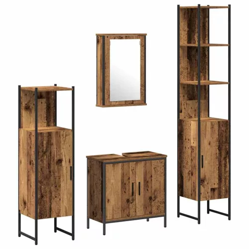 Fürdőszoba bútor szett 4 pcs Barna 33 x 33 x 185.5 cm Faanyag