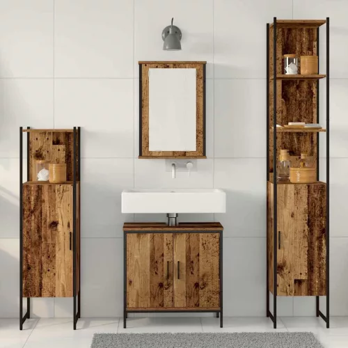Fürdőszoba bútor szett 4 pcs Barna 33 x 33 x 185.5 cm Faanyag