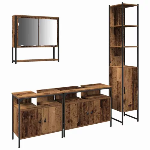 Fürdőszoba bútor szett 4 pcs Régi fa 33 x 33 x 185.5 cm Faanyag