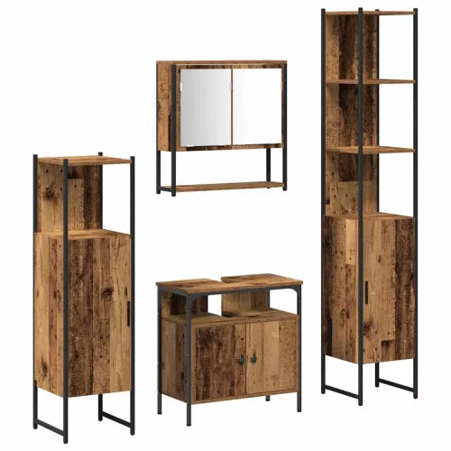 Fürdőszoba bútor szett 4 pcs Régi fa 33 x 33 x 185.5 cm Faanyag