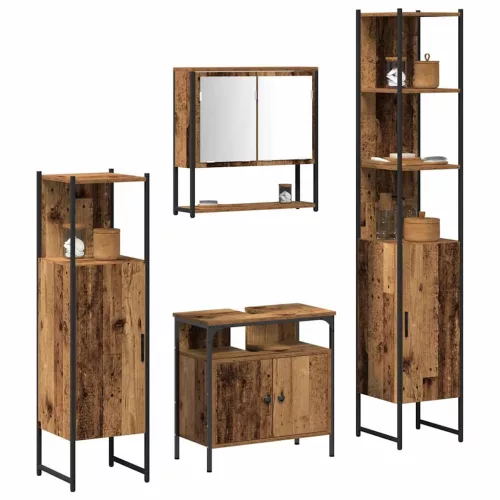 Fürdőszoba bútor szett 4 pcs Régi fa 33 x 33 x 185.5 cm Faanyag