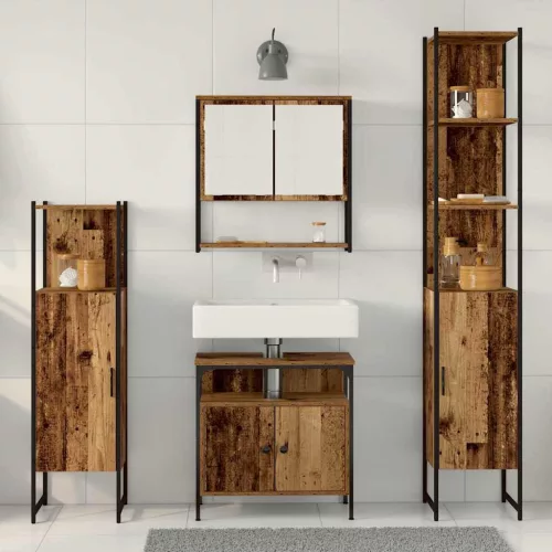 Fürdőszoba bútor szett 4 pcs Régi fa 33 x 33 x 185.5 cm Faanyag