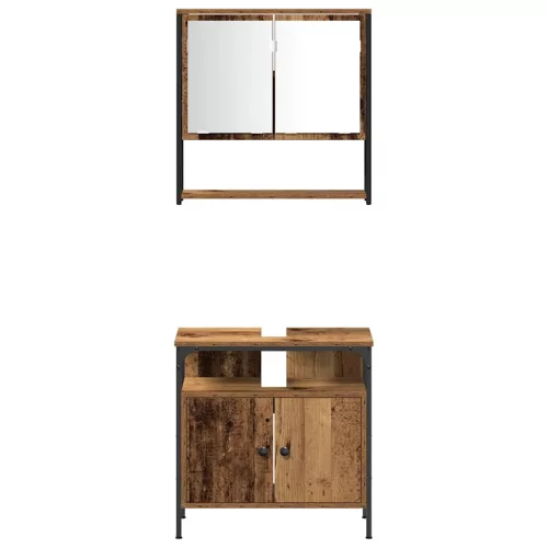 Fürdőszoba bútor szett 4 pcs Régi fa 33 x 33 x 185.5 cm Faanyag