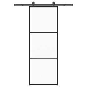   ESG üveg és alumínium tolóajtó fémszerelvény-szettel 76x205 cm