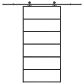 Tolóajtó vasalatokkal 102x205 cm ESG üveg&alumínium