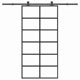 Tolóajtó vasalatokkal 102x205 cm ESG üveg&alumínium