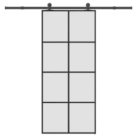   ESG üveg és alumínium tolóajtó fémszerelvény-szettel 90x205 cm
