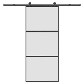 Tolóajtó vasalattal 90x205 cm edzett üveg&Alumínium