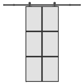 Tolóajtó vasalattal 90x205 cm edzett üveg&Alumínium