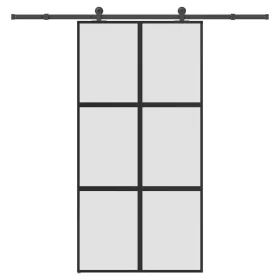 Tolóajtó vasalatokkal 102,5x205 cm edzett üveg&Alumínium