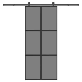 Tolóajtó vasalattal 90x205 cm edzett üveg&Alumínium