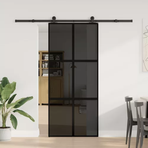 Tolóajtó vasalattal 90x205 cm edzett üveg&Alumínium