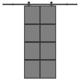   Tolóajtó vasalattal 90x205 cm edzett üveg és alumínium szett