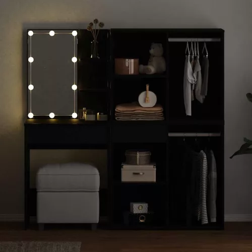 LED Fésülködő Asztal Musta tammi 140 x 40 x 140 cm Faanyag