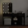 LED Fésülködő Asztal Musta tammi 140 x 40 x 140 cm Faanyag